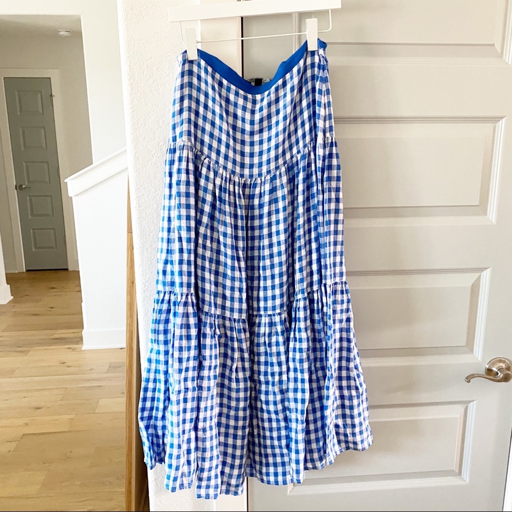 NWT Ralph Lauren Halldora Blue Gingham Midi Skirt - Picture 3 of 4